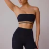 Sutien bandeau cu bretele încrucișate pe spate, negru Sutien bandeau cu bretele încrucișate pe spate, negru