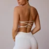 Sutien bandeau cu spate încrucișat, alb deschis Sutien bandeau cu spate încrucișat, alb deschis