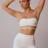 Sutien bandeau cu spate încrucișat, alb deschis Sutien bandeau cu spate încrucișat, alb deschis