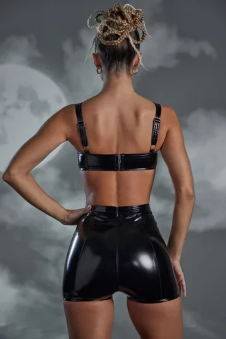 Sutien cu cupe curbate din vinil Enchant Me, negru
