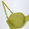 Sutien de bikini cu sârmă, drapat și împodobit cu mărgele, de la Bruny, în culoarea verde măslin Sutien de bikini cu sârmă, drapat și împodobit cu mărgele, de la Bruny, în culoarea verde măslin