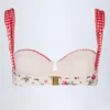 Sutien de bikini cu sârmă și decolteu balconet Vallibona, cu imprimeu floral roșu Sutien de bikini cu sârmă și decolteu balconet Vallibona, cu imprimeu floral roșu
