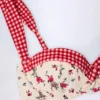Sutien de bikini cu sârmă și decolteu balconet Vallibona, cu imprimeu floral roșu Sutien de bikini cu sârmă și decolteu balconet Vallibona, cu imprimeu floral roșu