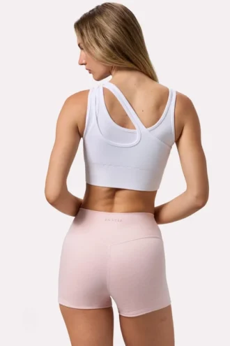 Sutien sport asimetric fără cusături, cu nervuri moi, în culoarea alb