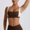 Sutien sport contrastant în marl pecan Sutien sport contrastant în marl pecan