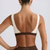 Sutien sport contrastant în marl pecan Sutien sport contrastant în marl pecan