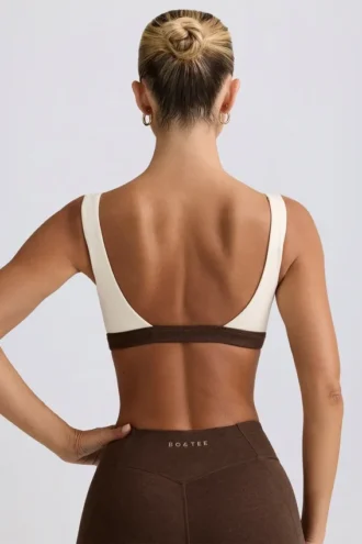 Sutien sport contrastant în marl pecan