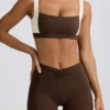 Sutien sport contrastant în marl pecan Sutien sport contrastant în marl pecan