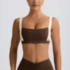 Sutien sport contrastant în marl pecan Sutien sport contrastant în marl pecan