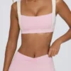 Sutien sport contrastant în marl roz pal Sutien sport contrastant în marl roz pal