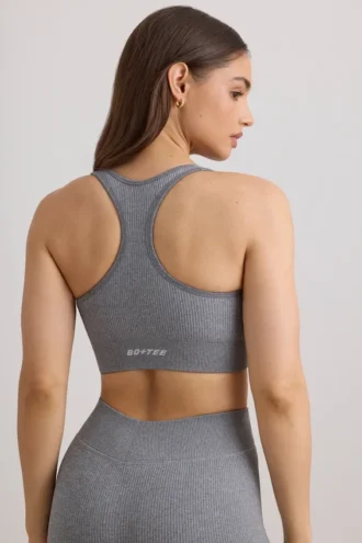 Sutien sport cu bretele late FlexiRib, culoare gri melanj