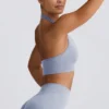 Sutien sport cu gât în V Define Luxe, albastru-gri Sutien sport cu gât în V Define Luxe, albastru-gri