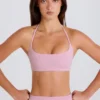Sutien sport cu gât rotund și bretele încrucișate la spate, în nuanța Mauve Sutien sport cu gât rotund și bretele încrucișate la spate, în nuanța Mauve