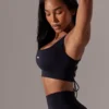 Sutien sport cu spate decupat și gât pătrat, negru Sutien sport cu spate decupat și gât pătrat, negru