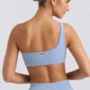 Sutien sport cu un singur umăr, albastru spălat Sutien sport cu un singur umăr, albastru spălat