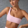 Sutien sport cu un singur umăr în roz gheață spălat Sutien sport cu un singur umăr în roz gheață spălat