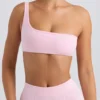 Sutien sport cu un singur umăr în roz gheață spălat Sutien sport cu un singur umăr în roz gheață spălat