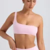 Sutien sport cu un singur umăr în roz gheață spălat Sutien sport cu un singur umăr în roz gheață spălat