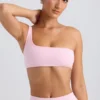 Sutien sport cu un singur umăr în roz gheață spălat Sutien sport cu un singur umăr în roz gheață spălat