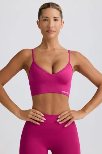 Sutien sport Define Luxe cu decolteu în V, culoare Berry
