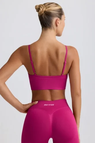 Sutien sport Define Luxe cu decolteu în V, culoare Berry