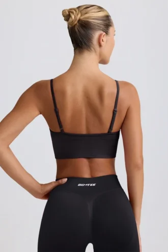 Sutien sport Define Luxe cu decolteu în V, negru