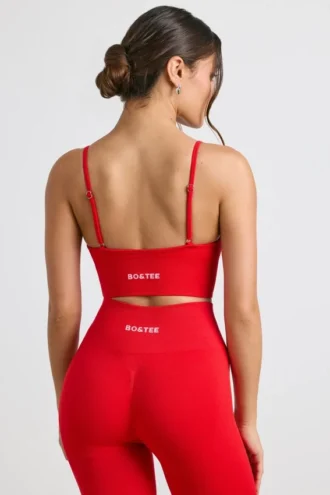 Sutien sport Define Luxe cu decolteu în V, roșu