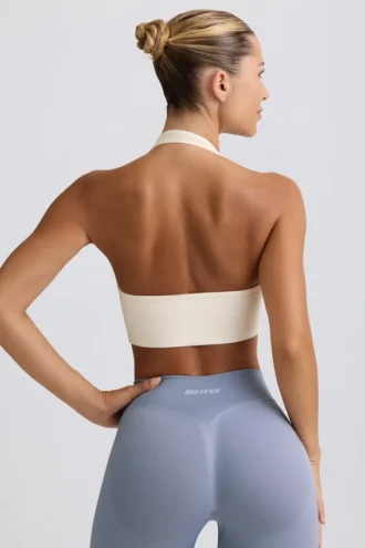 Sutien sport Define Luxe cu gât în V, alb