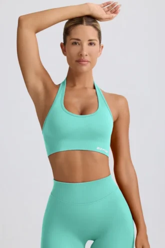 Sutien sport Define Luxe cu gât în V, culoare mentă