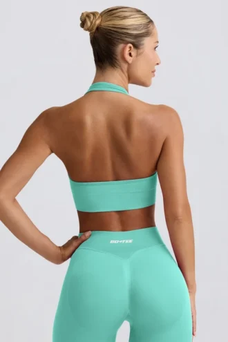 Sutien sport Define Luxe cu gât în V, culoare mentă