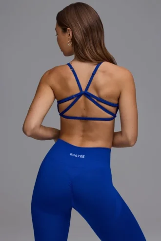 Sutien sport Define Luxe Multiway cu spate deschis, în culoarea albastru regal