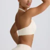 Sutien sport din jersey periat cu decolteu în V, în culoarea Ivory Marl Sutien sport din jersey periat cu decolteu în V, în culoarea Ivory Marl