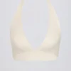 Sutien sport din jersey periat cu decolteu în V, în culoarea Ivory Marl Sutien sport din jersey periat cu decolteu în V, în culoarea Ivory Marl