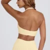 Sutien sport din jersey periat cu decolteu în V, în nuanța Lemon Marl Sutien sport din jersey periat cu decolteu în V, în nuanța Lemon Marl