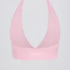 Sutien sport din jersey periat cu decolteu în V, în nuanța Pale Pink Marl Sutien sport din jersey periat cu decolteu în V, în nuanța Pale Pink Marl