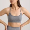 Sutien sport FlexiRib cu decolteu rotund, în gri melanj