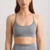 Sutien sport FlexiRib cu decolteu rotund, în gri melanj