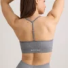 Sutien sport FlexiRib cu decolteu rotund, în gri melanj