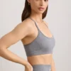 Sutien sport FlexiRib cu decolteu rotund, în gri melanj