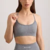 Sutien sport FlexiRib cu decolteu rotund, în gri melanj