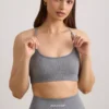 Sutien sport FlexiRib cu decolteu rotund, în gri melanj