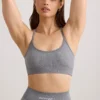 Sutien sport FlexiRib cu decolteu rotund, în gri melanj