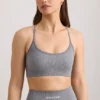 Sutien sport FlexiRib cu decolteu rotund, în gri melanj