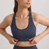Sutien sport FlexiRib cu spate în formă de X, culoare Indigo Slate