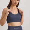 Sutien sport FlexiRib cu spate în formă de X, culoare Indigo Slate