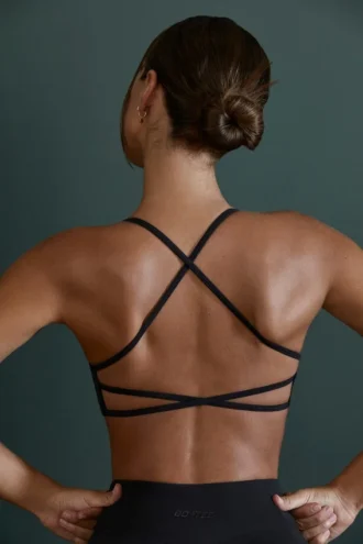 Sutien sport fără cusături, cu bretele, negru