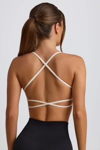 Sutien sport fără cusături și fără spate Super Sculpt în alb