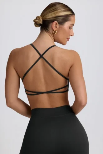 Sutien sport fără cusături și fără spate Super Sculpt în culoarea Ash