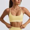 Sutien sport fără cusături și fără spate Super Sculpt, în culoarea Butter Yellow Sutien sport fără cusături și fără spate Super Sculpt, în culoarea Butter Yellow