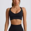 Sutien sport fără cusături Super Sculpt cu bretele încrucișate pe spate, negru Sutien sport fără cusături Super Sculpt cu bretele încrucișate pe spate, negru